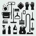 Housekeeping cleaning icons set. Image can be used on banners, web sites, designs