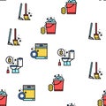 Housekeeping Cleaning Vector Seamless Pattern