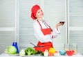 Housekeeping and culinary. Housewife prepare meal with wine. Housewife daily routine. Girl adorable chef. Housewife Royalty Free Stock Photo