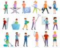 Housekeeping icons set, cartoon style Royalty Free Stock Photo