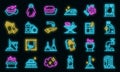 Housekeeping icons set vector neon Royalty Free Stock Photo