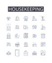 Housekeeping line icons collection. Prospecting, Lead generation, Sales funnel, Conversion, Outreach, Pipeline Royalty Free Stock Photo