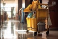 Housekeeping maid cart in hotel corridor 1695524491143 3