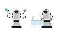 Housekeeping Robot Performing Domestic Chores Vector Set