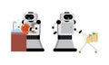 Housekeeping Robot Performing Domestic Chores Vector Set