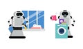 Housekeeping Robot Performing Domestic Chores Vector Set