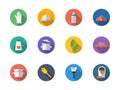 Housekeeping staff flat round icons set