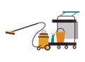 Housekepping cart with bucket and vacuum cleaner