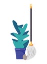 Housekepping mop accessory with houseplant