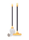 Housekepping mop and broom accessories isolated icons