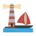 Houselight and sailboat symbol Royalty Free Stock Photo