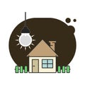 House and light bulb icon. Flat style. Royalty Free Stock Photo