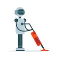 Housemaid android character with vacuum cleaner vector Illustration