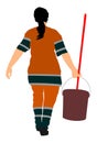 Housemaid cleaner vector illustration Isolated over white background. Cleaning lady. Floor care and cleaning services.