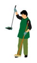 Housemaid cleaner vector illustration Isolated over white background. Floor care and cleaning services with washing mop in sterile