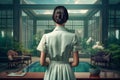 Housemaid woman hotel job. Generate Ai