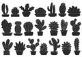 Houseplant cacti vector black set icon. Vector illustration cactus on white background. Isolated black set icon Royalty Free Stock Photo