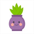 Houseplant with face in purple pot plant in white