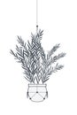 Houseplant on macrame hangers icon Royalty Free Stock Photo