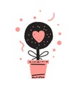 Houseplant in a pot cute vector illustration in cartoon style