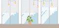 Houseplant on the window isolated on white. Simple flat style, in soft colors vector illustration