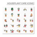 Houseplants care color icons set