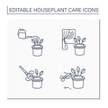 Houseplants care line icons set