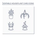 Houseplants care line icons set