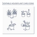 Houseplants care line icons set