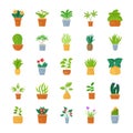 Houseplants Flat Vector Icon Collection