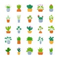 Houseplants Flat Vector Icon Set