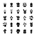 Houseplants Glyph Vector Icon Set