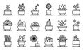 Houseplants icons set, outline style