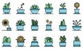 Houseplants icons set vector flat