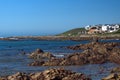 Houses above tidal pools Royalty Free Stock Photo