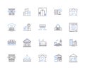 Houses and accomodation outline icons collection. Home, Accommodation, Residence, Abode, Lodging, Domicile, Dwelling