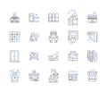 Houses and accomodation outline icons collection. Home, Accommodation, Residence, Abode, Lodging, Domicile, Dwelling Royalty Free Stock Photo