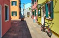 Houses in alley in Burano