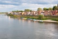 Houses along the banks of the Ticino taken from the Covered Bridge of Pavia Royalty Free Stock Photo