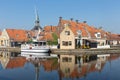 Houses along a canal in Makkum, an old Dutch village Royalty Free Stock Photo
