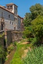 Houses alongside river Darro in Granada, Spain Royalty Free Stock Photo