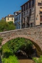 Houses alongside river Darro in Granada, Spain Royalty Free Stock Photo
