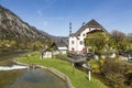Houses with Alp Panorama in Bad Goisern Royalty Free Stock Photo