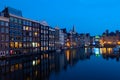 Houses of Amsterdam at night Royalty Free Stock Photo