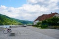 Houses in Austria on Danube beach.