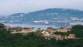 Houses on the background of the port of Nakhodka. 18.06.2012