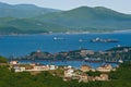 Houses on the background of the port of Nakhodka. Far East of Russia. 11. 06. 2013