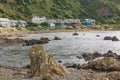 Houses on the background of the scenic Breaker Bay in Wellington, New Zealand Royalty Free Stock Photo