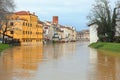 Houses on the banks of the Bacchiglione River at risk of flooding in the city of VICENZA in Italy