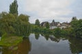 Houses on the banks of River La Cere Bretenoux France